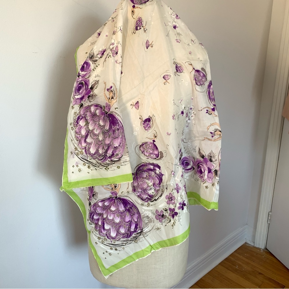 Vintage Silk Rayon Blend Chiffon Ballerina Scarf